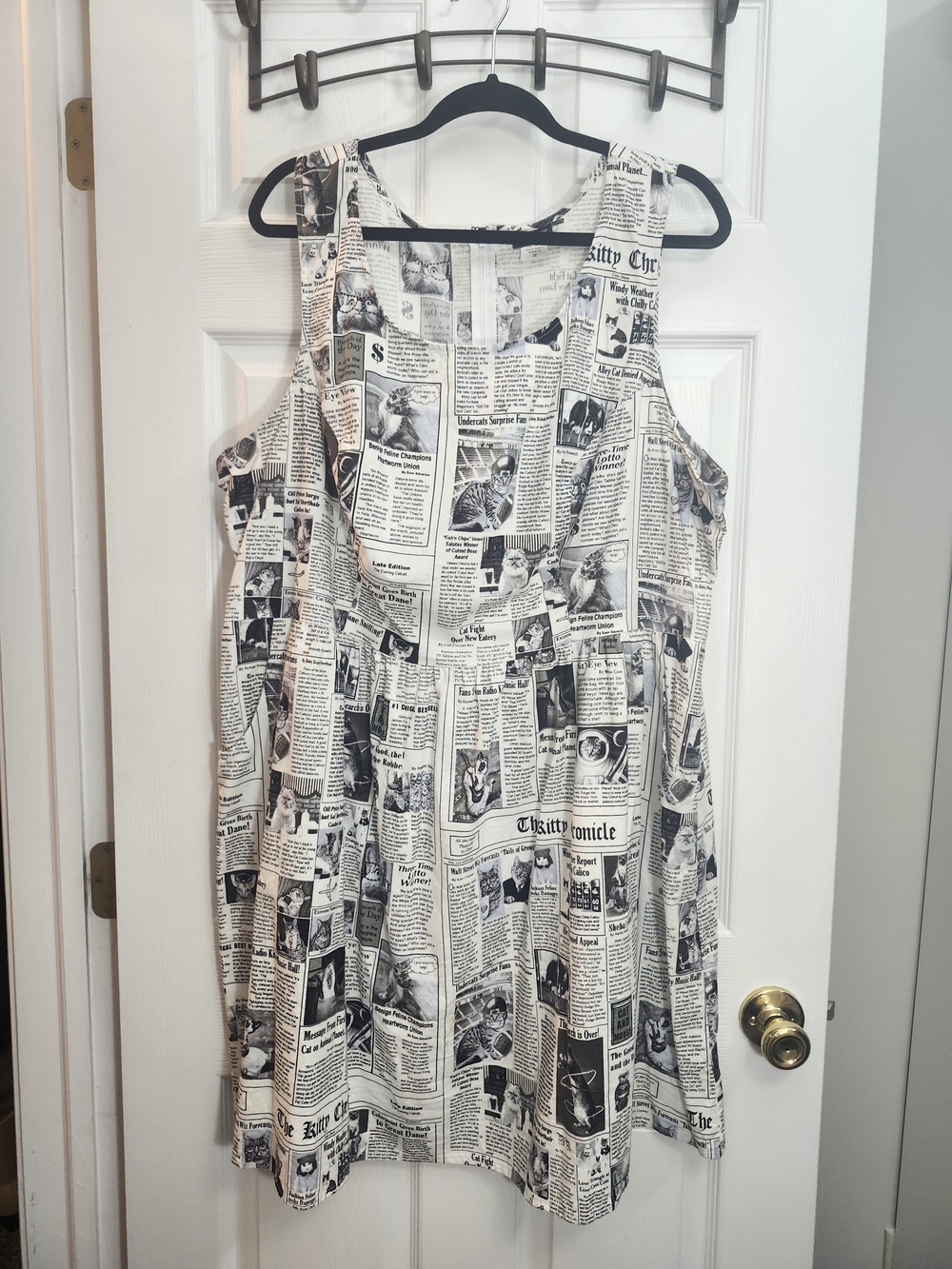 Retrolicious Cat Newspaper Print Dress | Made in USA | 3X (≈ Torrid 2X Fit)
